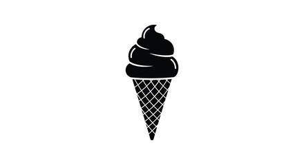 A simple black and white illustration of a soft serve ice cream silhouette