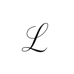 Elegant Cursive Capital Letter L, Black Script Font, Monogram Initial