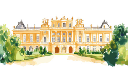 Schonbrunn Palace. Schonbrunn Palace watercolor vector illustration