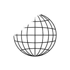 Hand-drawn Sketch of an Incomplete Globe with Grid Lines