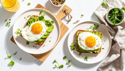 Morning Breakfast Flatlay- Avocado Toast with Fried Egg