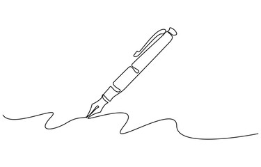 Continuous one line drawing of Pen vector illustration. Editable stroke