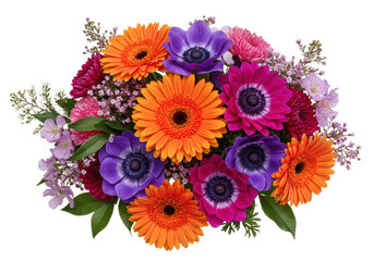 Isolated Colorful Flower Bouquet in Full Bloom for Floral Design Projects, Decor & Gifts