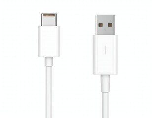 USB cable Type C on white.