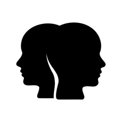 Two minds thinking together representing duality, perception, and mental health concept