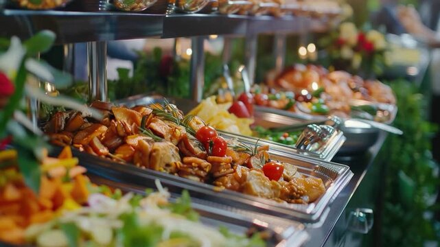 A table filled with diverse dishes for a party or gathering, perfect for use in event or hospitality contexts