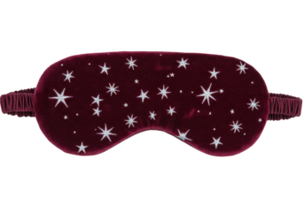 Isolated eye mask for sleeping; night blindfold decorated with glitter stars pattern