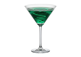 Isolated refreshing green cocktail drink in a martini glass. Delicious refreshing alcohol.