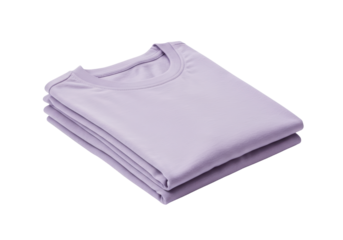 Isolated folded lavender tee shirt, crew neck t-shirt for apparel design or wardrobe planning