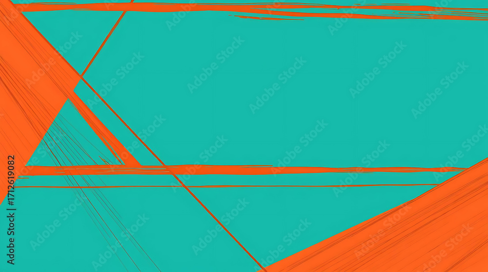 Poster abstract background with orange brush strokes on a teal canvas creating a dynamic and artistic effec