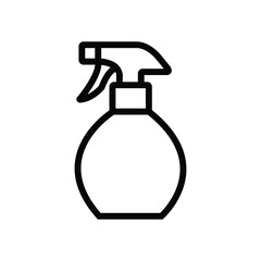 Black outline shows a spray bottle with a rounded body on white background
