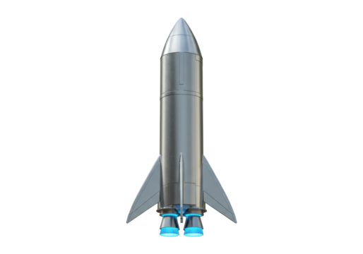 Isolated rocket vehicle, space shuttle 3D rendering, futuristic spaceship model artwork