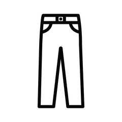 Simple black outline drawing of pants with a belt on a white background
