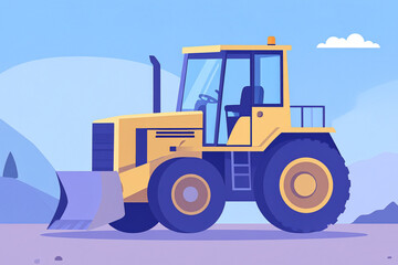 Fototapeta premium Excavator in Quarry - Industrial Machinery (Flat Design)