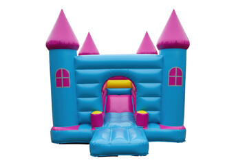 Isolated vibrant bounce castle for kids parties, outdoor activity, party entertainment © Mia