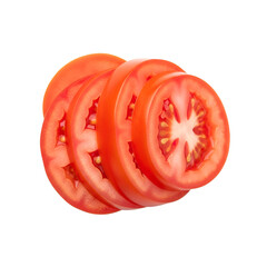Fresh tomato slices isolated on transparent background
