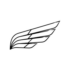 Stylized Black and White Wing Illustration with Geometric Design Elements