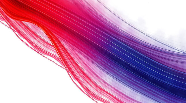 Abstract colorful wave isolated on white background, flowing lines with red, pink and blue gradient colors