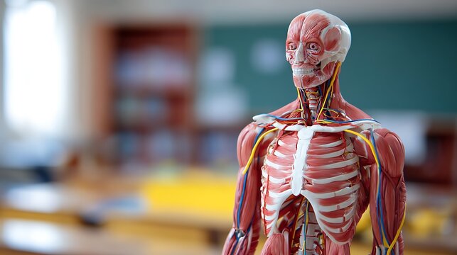 Anatomical model of the human body in a classroom setting for education