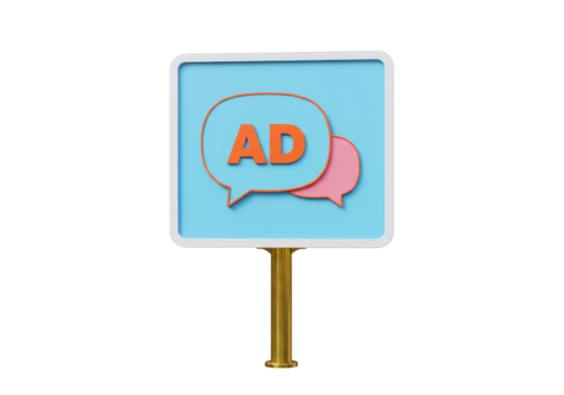 Isolated Ad signage with bubble speech icons, advertisement communication, commercial promo