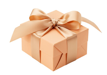 Isolated gift box with elegant ribbon bow, anniversary present, birthday gift for loved one