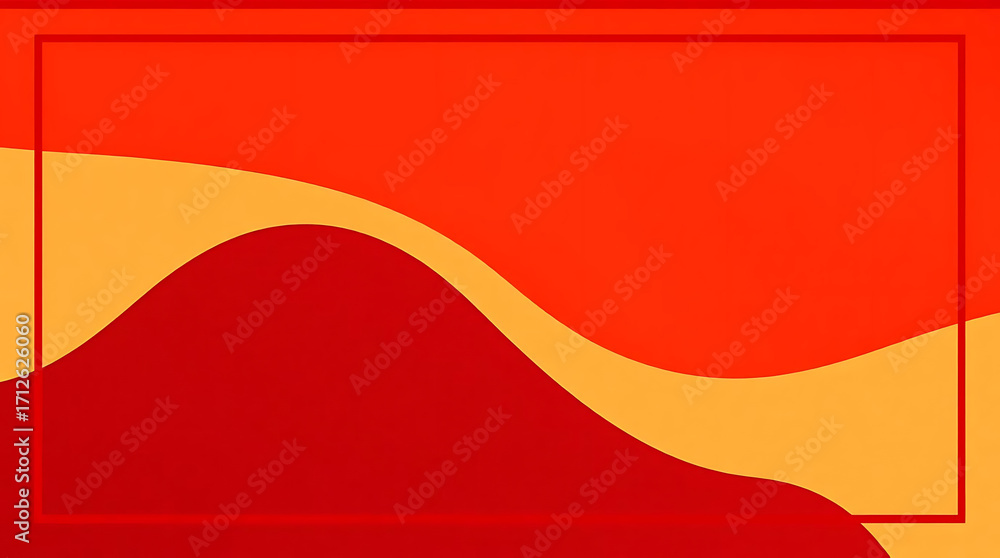 Aufkleber abstract background with red frame and wavy shapes in orange and red colors for presentation