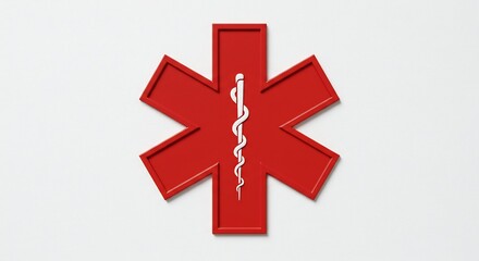 Fototapeta premium 鮮やか赤 救急医療シンボル 明るくシンプルデザイン. AI Generated