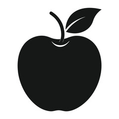 Simple black apple silhouette with leaf on white background vector illustration