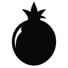 Simple black silhouette of a pomegranate fruit against a white background