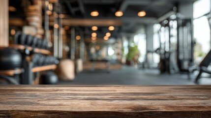 A gym with a wooden table in the middle
