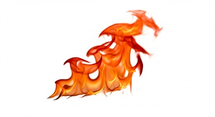 燃える炎 熱く躍動するオレンジ色 白い背景 抽象的. AI Generated