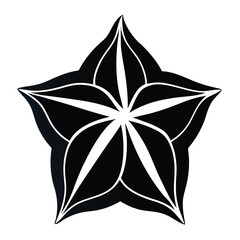 Stylized Star Flower Black and White Graphic Design Element