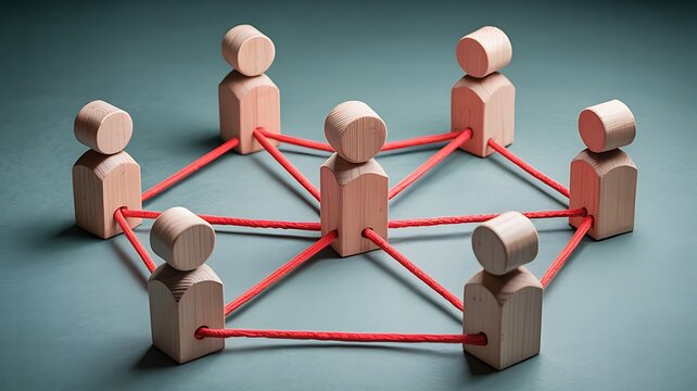 Abstract representation of a connected network of people or team members forming a unified group with interconnected relationships