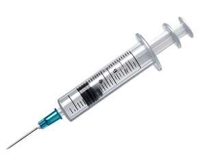 Empty Medical Syringe with Clear Barrel Isolated on Transparent Background