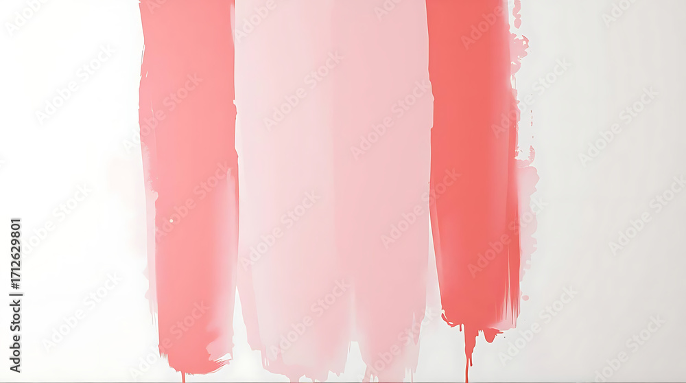 Poster abstract coral watercolor background with vertical brush strokes isolated on white background, creat