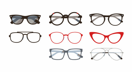 Assorted Eyeglasses Frames Collection on White Background