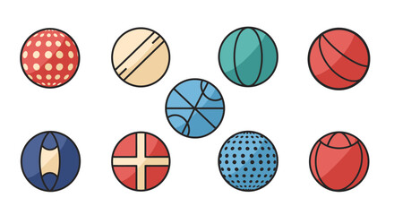 Obraz premium Cartoon Balls Different Designs Vibrant Colors Artistic Creation