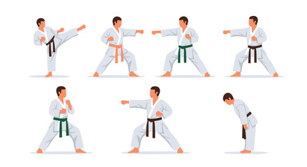 Karate positions varied training techniques illustration