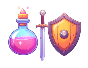Angled Cartoon RPG Items PNG