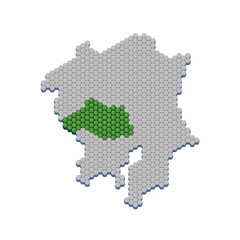 ハニカム構造状の埼玉県の地図
