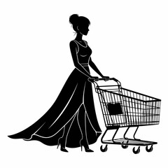silhouette of a woman in a dress, silhouette of a woman shopping