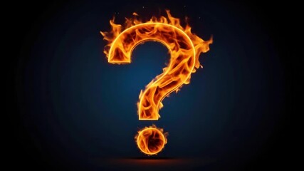 A fiery question mark against a dark background - Powered by Adobe