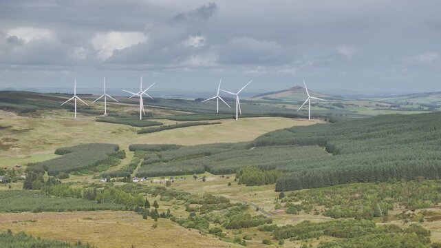 Wind Farm from a drone, Roxburghshire, Roxburgh, Southern Uplands, Scotland