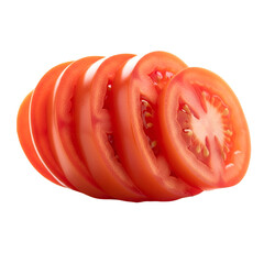 Several slices of fresh tomato isolated on transparent background