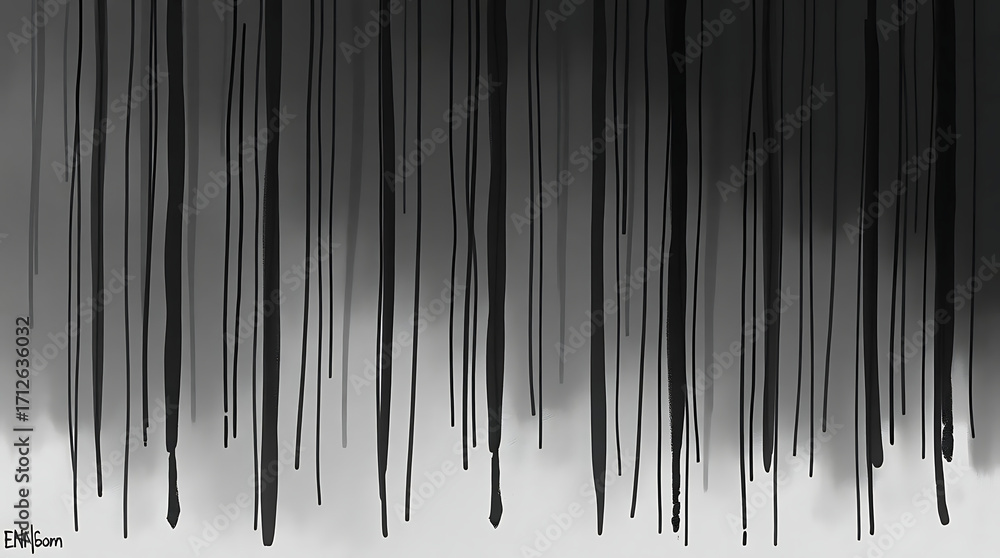 Poster abstract black and white background with dripping paint effect creating a dark and moody atmosphere