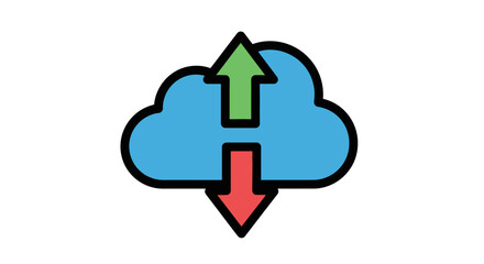 Obraz premium Cloud Computing Data Upload and Download Visualization. A simple illustration showcasing data transfer concepts