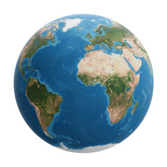 Earth globe showing Europe, Africa and Americas isolated PNG with Transparent Background