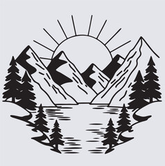landscape  silhouette vector art illustration