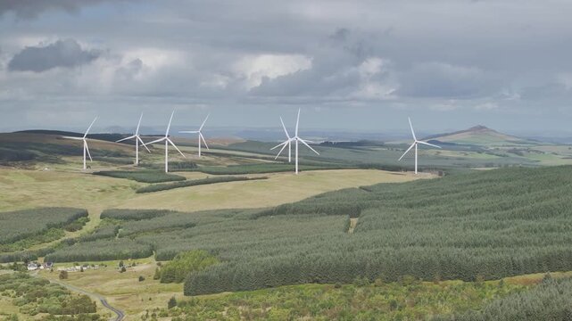 Wind Farm from a drone, Roxburghshire, Roxburgh, Southern Uplands, Scotland
