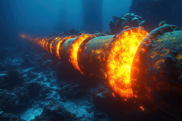 Large pipe on ocean floor.